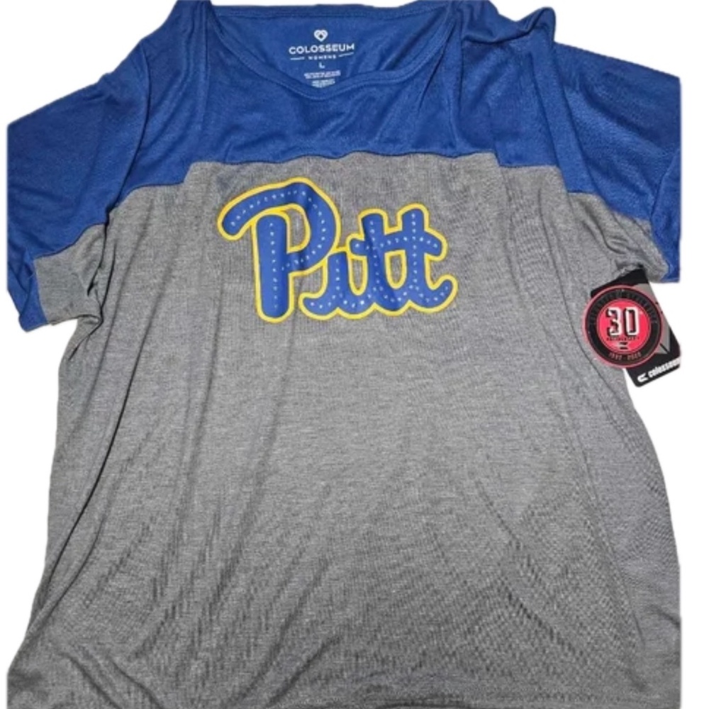 Pittsburgh Panthers Shirt Womens Large Blue Gray NCAA College‎ Rhinestone Tee
